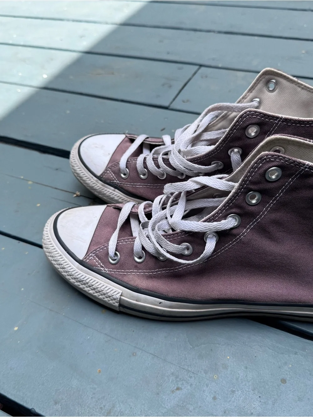 Converse High-Top Sneakers in Mauve with White Accents - Picture 7 of 8